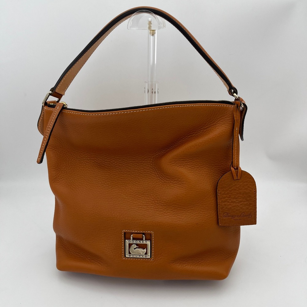 Dooney & Bourke Hobo Bag Womens Brown Leather Pebble Grain Satchel Handbag Purse